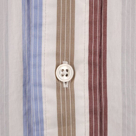 Faconnable Striped Colorful Button-Down 2XL Cotton Long Sleeve Shirt Pocket Mens - Picture 5 of 16